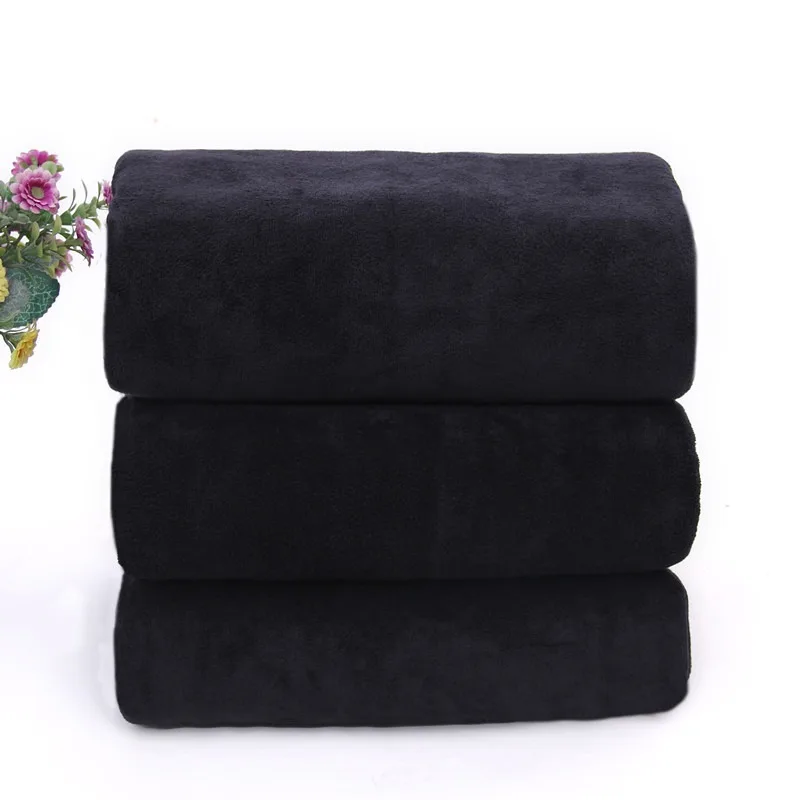 Custom Logo Quick Dry Black Beauty Hair Salon Towels 100% Cotton Wholesale