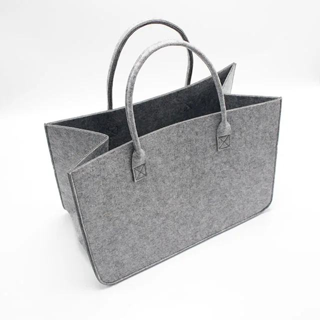 Promotion Reusable Felt Bag 3mm Eco-friendly Felt Foods Delivery Custom Large Firewood Basket Handbag Shopping Tote Bag