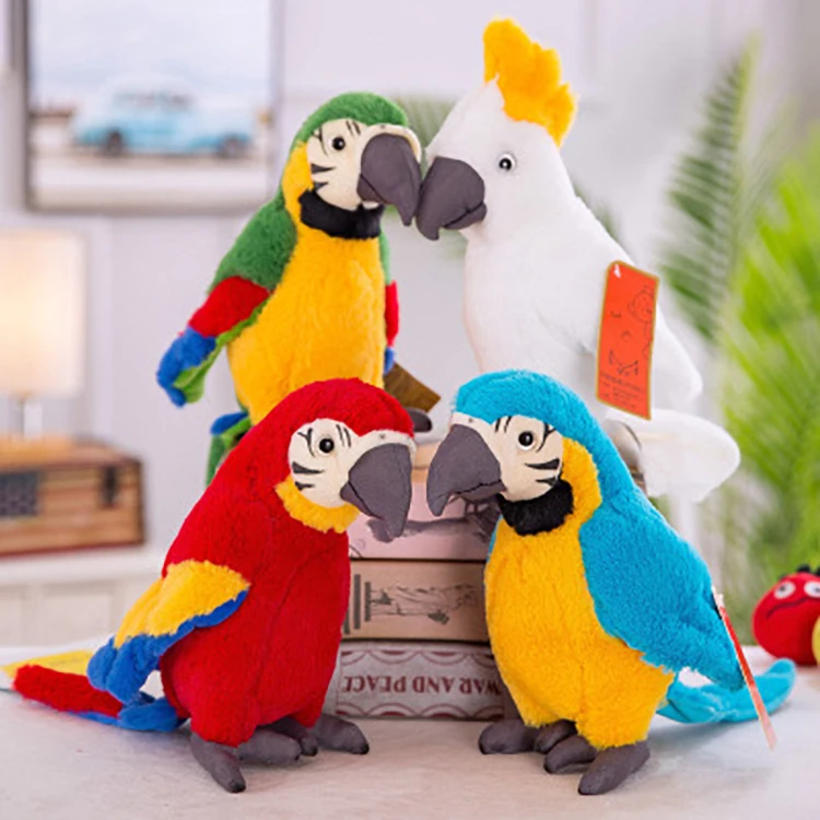 
22 CM Hot Selling Wholesale Electronic Music Toy Plush Simulation Parrot Toy Plush Talking Parrot 