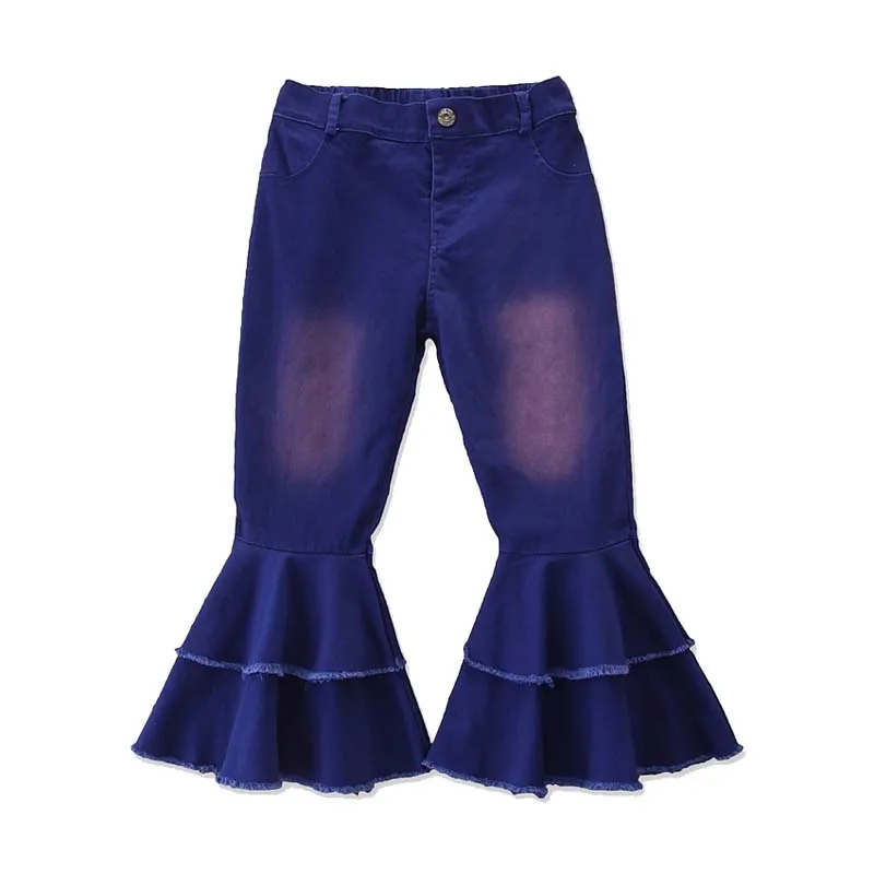2023 New Cute Fashion 2-6Years Bell-Bottoms Pants Denim Wide Leg Jeans Trousers Jeans Kids Girls Denim KJPS-005