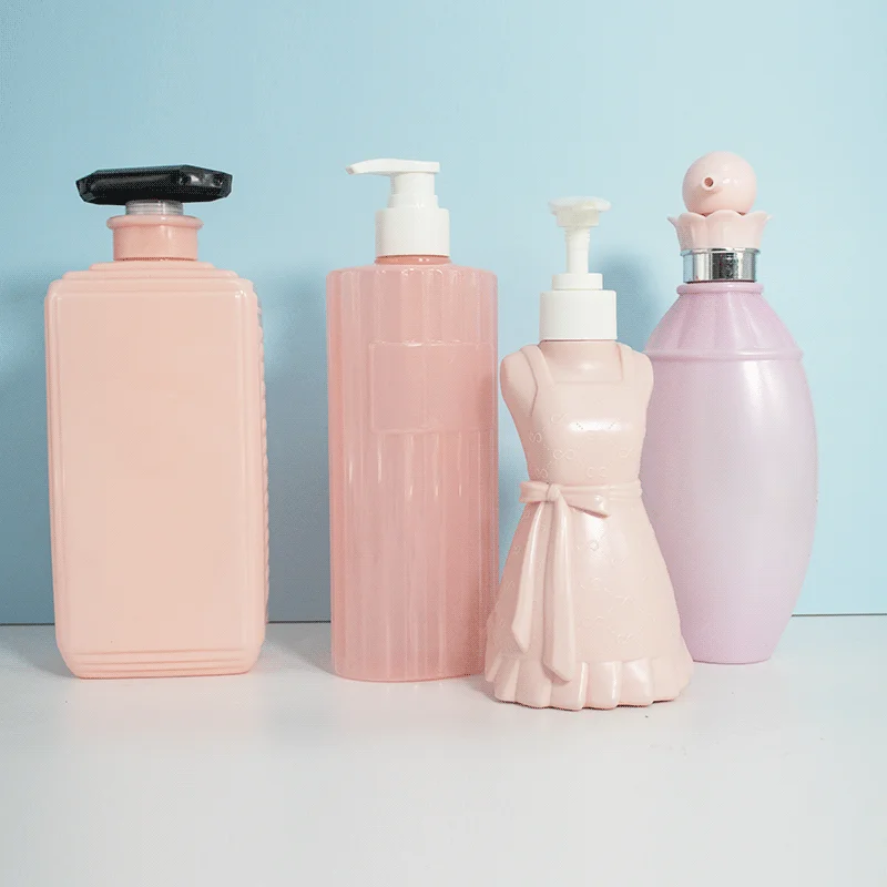 Chinese Manufacturer 300ml 500ml Plastic Pink Custom Shampoo Bottle
