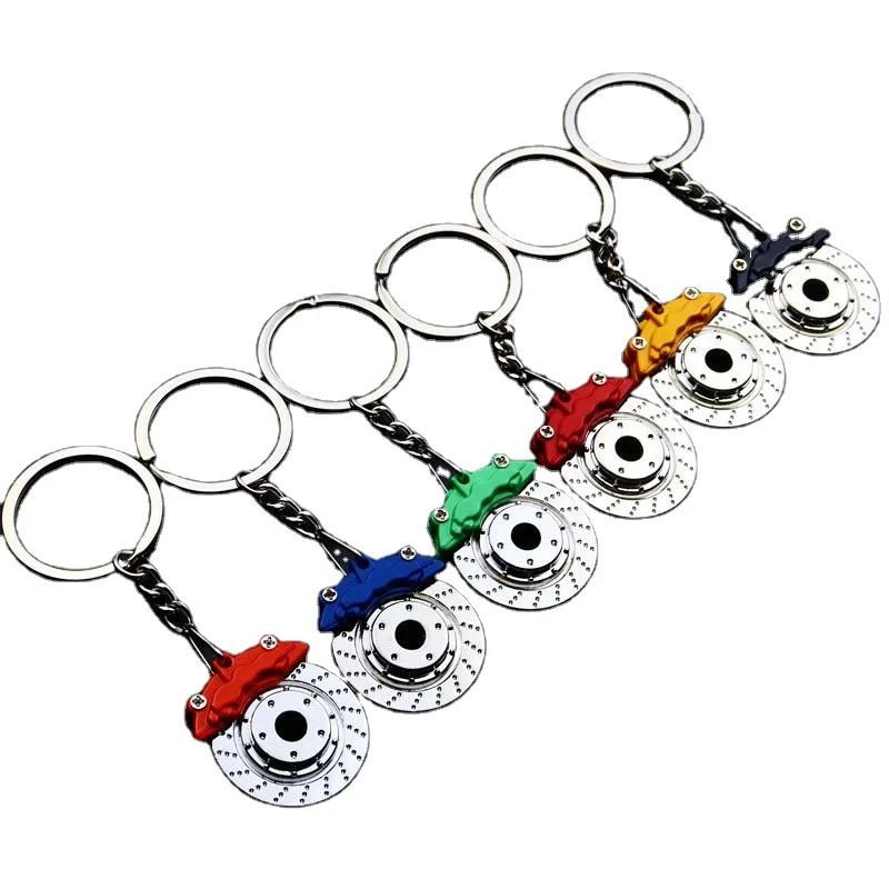 Creative Metal Brake Disc Keychain Mini Auto Part Spinning Wheel Hub Brake Novelty Gift for Him Car Lovers Key Chain Ring