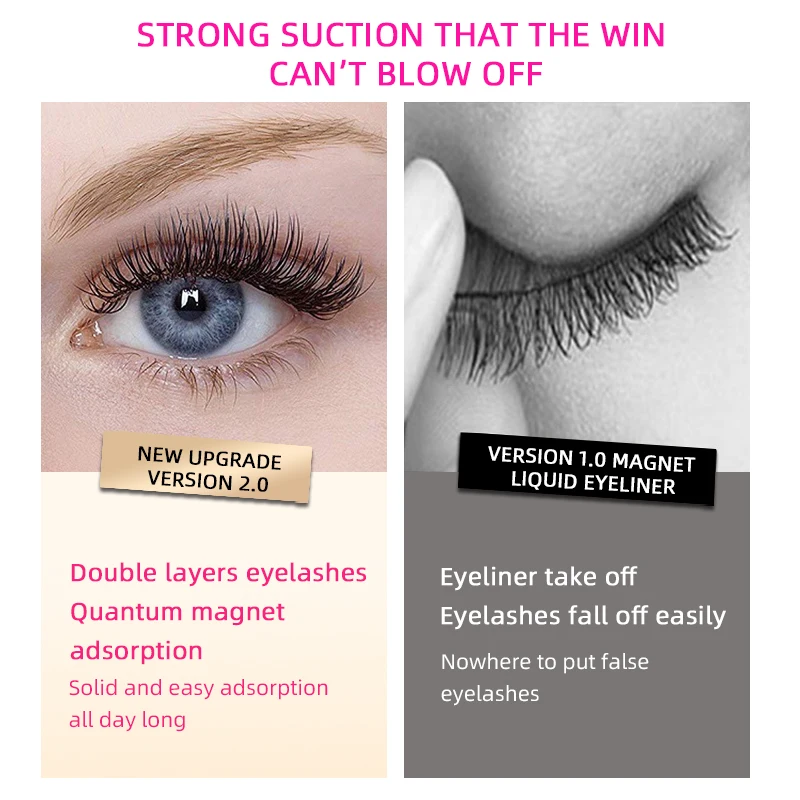 New Best Waterproof 3 Magnet False Eyelashes Hand Made Magnetic Eyelashes With a Eyelash Curler