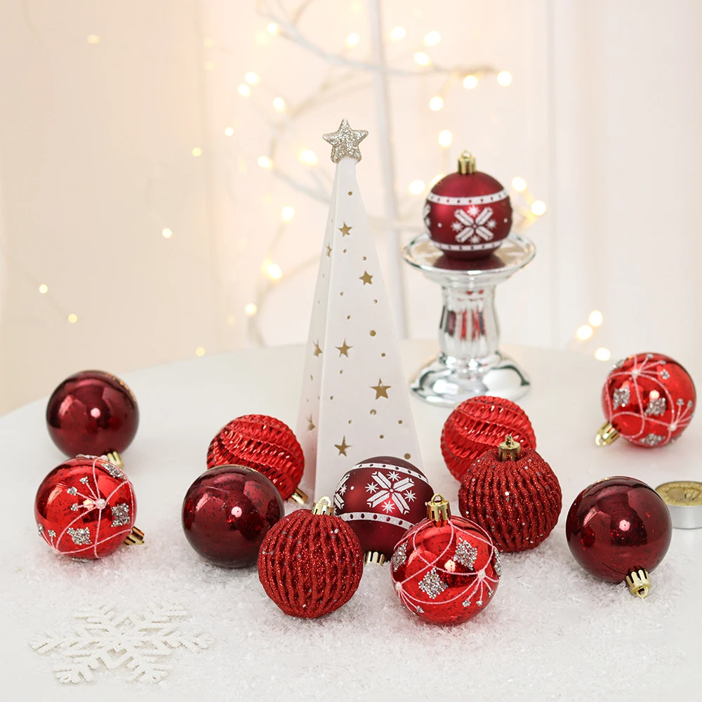 Hot Sale Christmas Ball  Xmas  Ornaments Glitter Xmas Tree Ball Decoration Holiday Party Front Door Hanging Decoration
