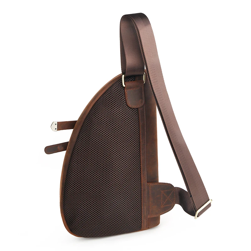 BSCI New Hot Sale Phone Travel Outdoor best crossbody bags Premium Solid Color leather Zipper men sports chest crossbody bag