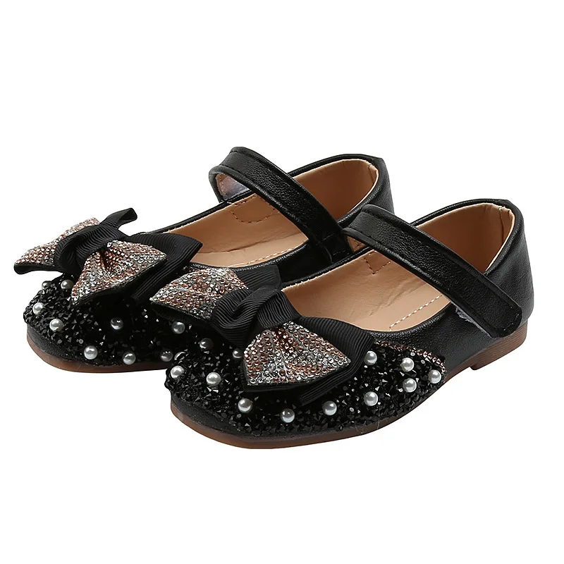 
R32009S 2021 Wholesale kids fashion girls pearl single bow footwear child shoes 