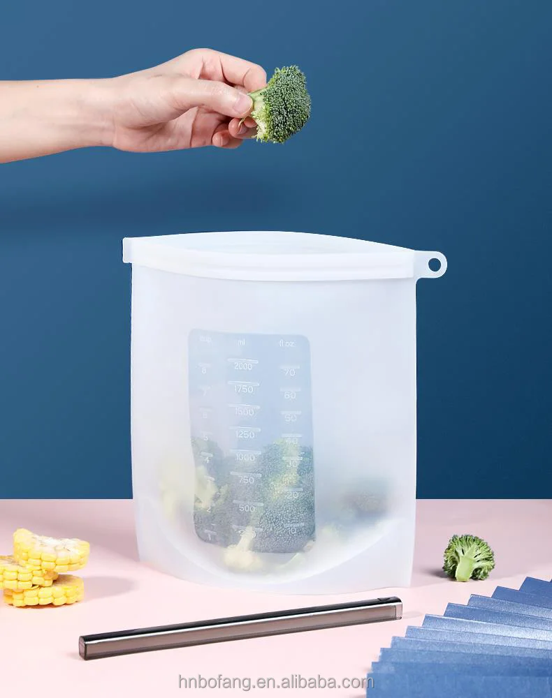 Reusable Leakproof Zip on top Zip Lock Freezer reusable silicone food storage bags