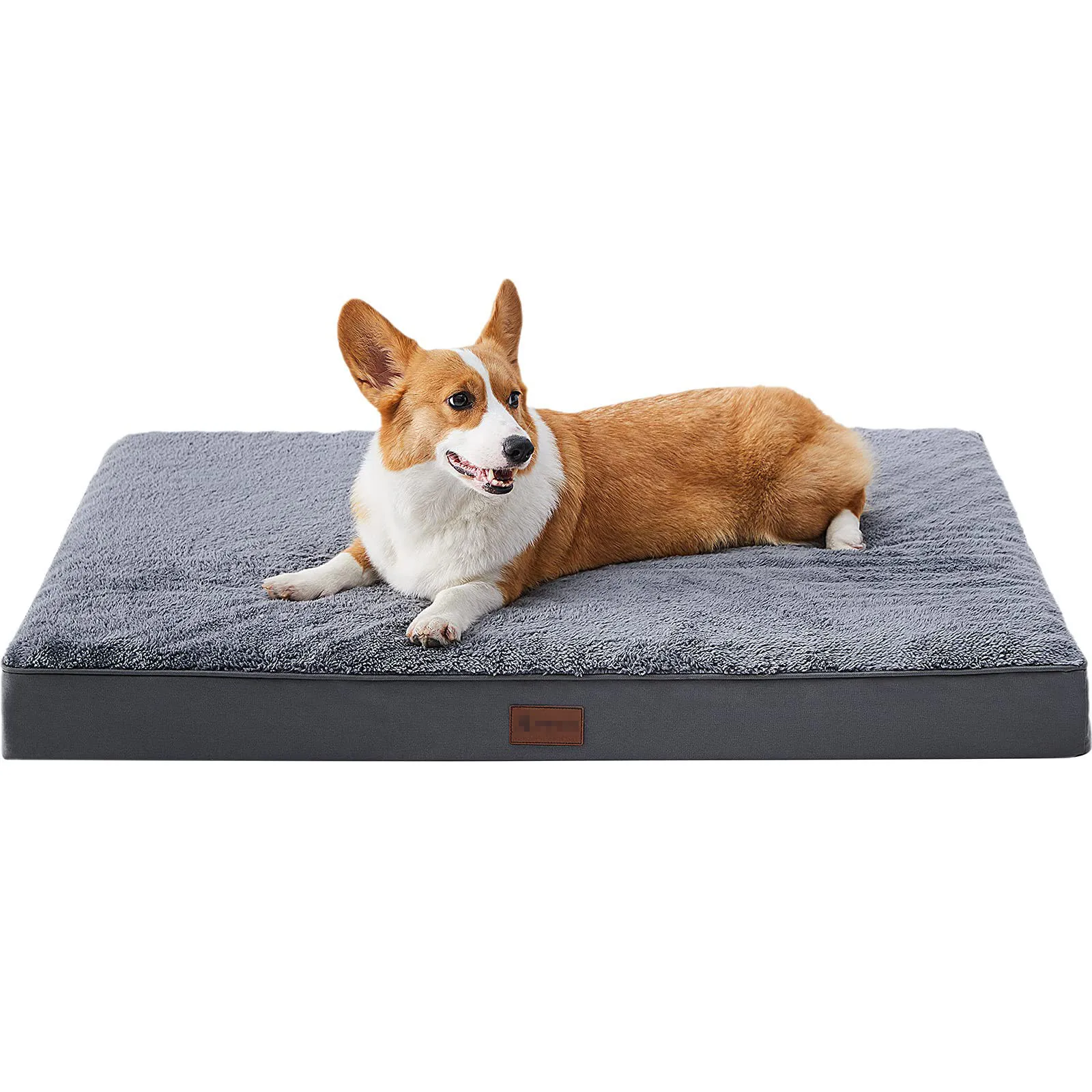 Custom Luxury Egg Crate Orthopedic Foam Dog Bed Large Pet Cushion Bed Pad for Kennel Crate with Sherpa Cover