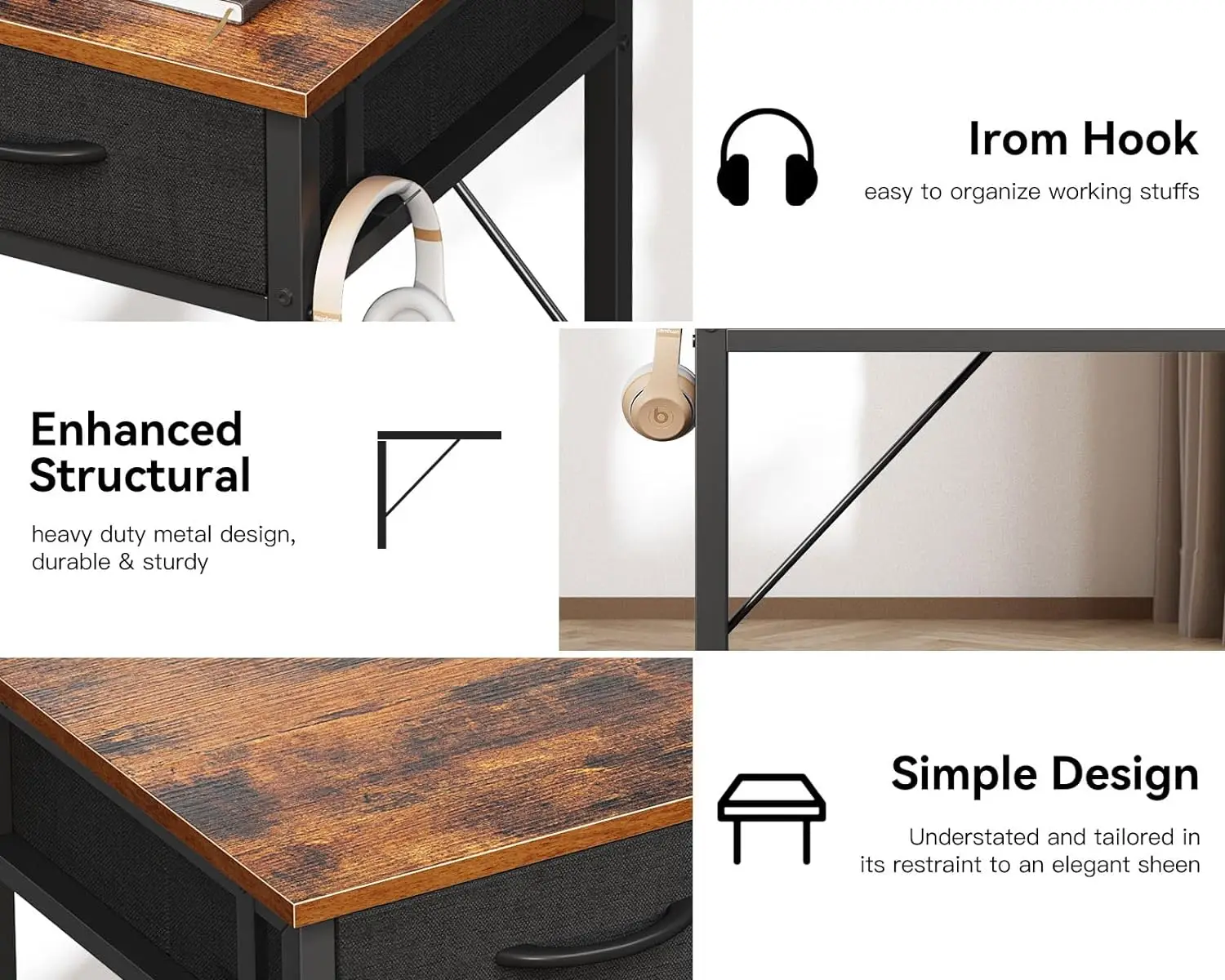 Combohome Custom Home Office Wood Corner Gaming Computer Desk PC Table With Monitor Stand