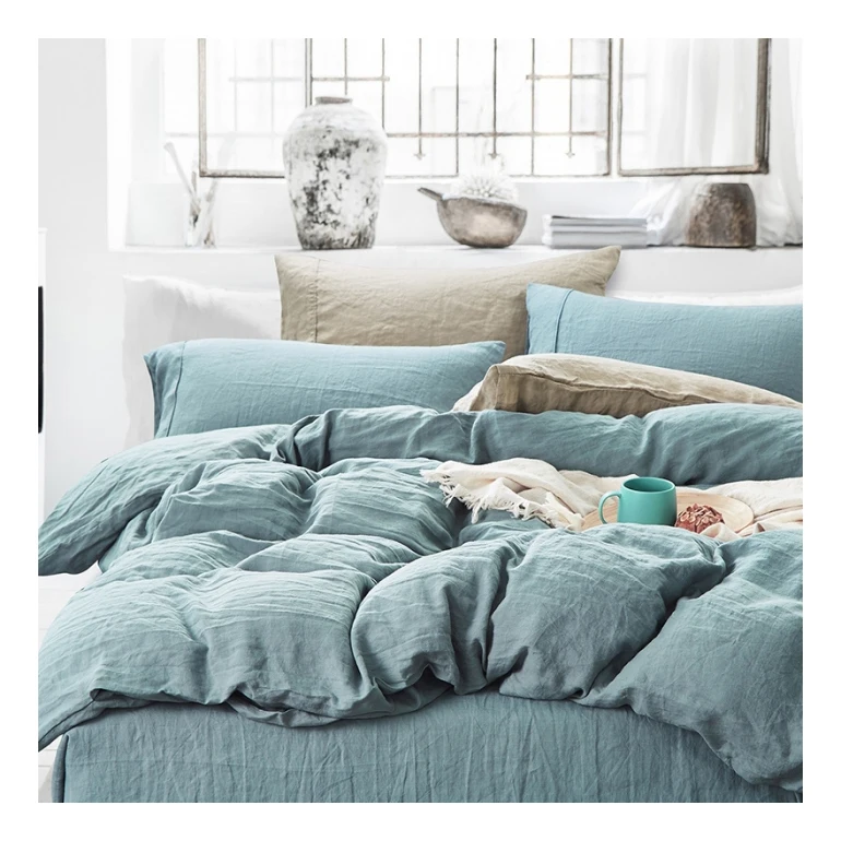 Wholesale Breathable Natural Skin-friendly Soft Plain home textiles pure washed 100% Linen Fabric for bed sheet