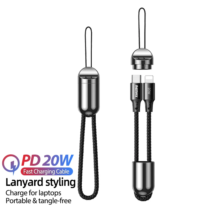 Remax RC-140 Type C Adapter 65W Fast Braided Oem Lanyard Portable Keychain Usb Cable