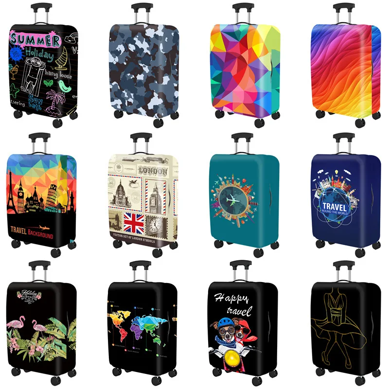 Colorful Spandex Elastic Luggage Suitcase Covers Trolley Suitcase Covers Zipper Carry Case Covers
