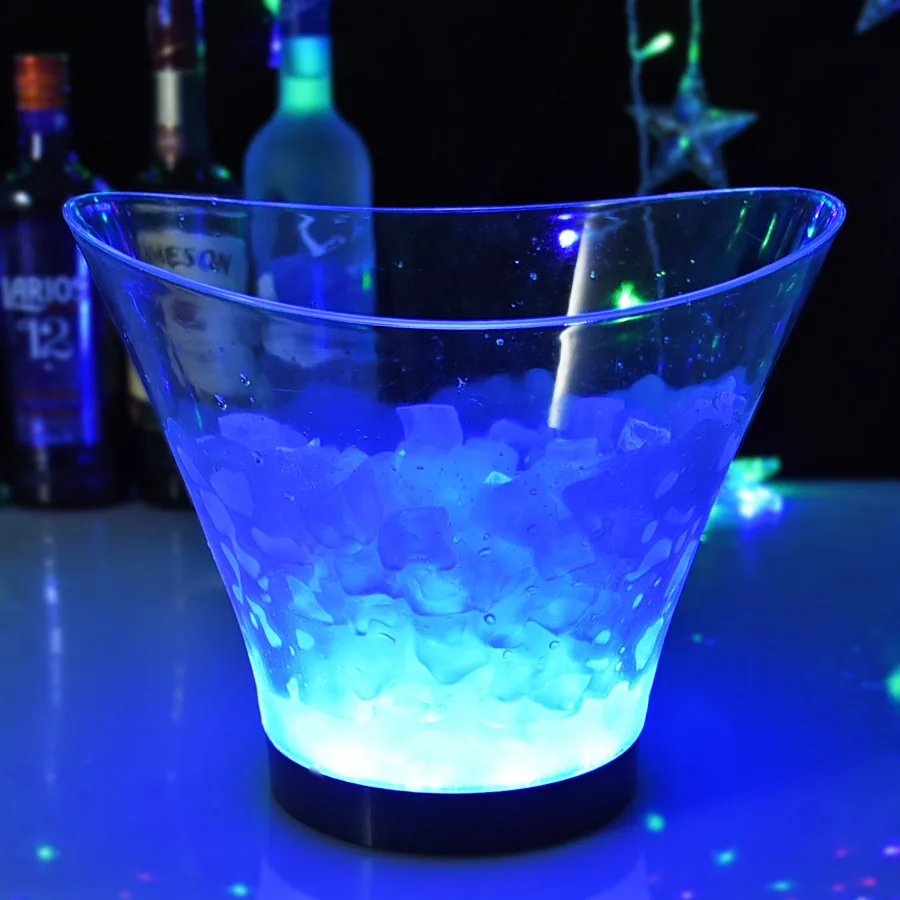 OEM Champagne custom logo Beer Wine Bottles Frozen clear rechargeable luxury wholesale colorful Led Ice Bucket