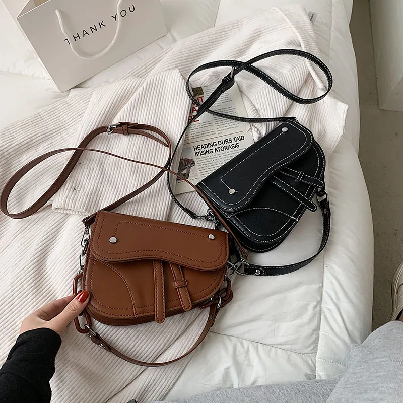 Fashion luxury designer handbags famous brands ladies leather saddle bag women messenger purses female underarm bag hand bags