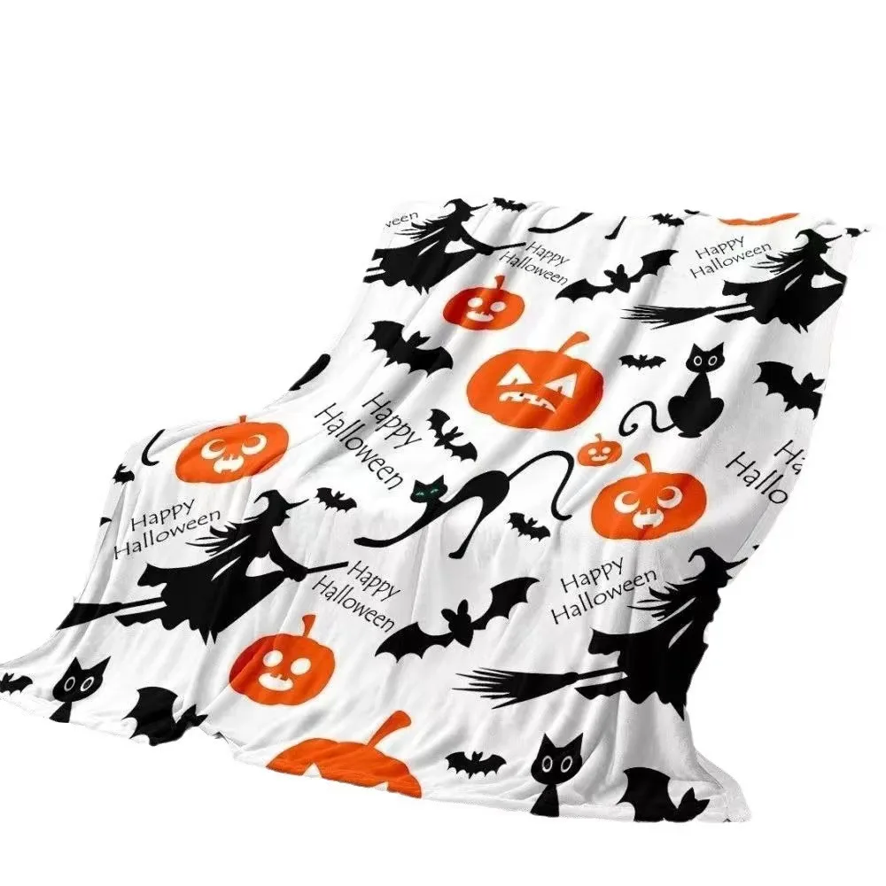 Halloween flannel blanket with digital printing, comfortable, soft, warm, double-sided velvet