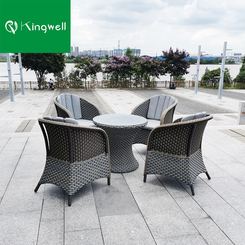 4 seater classic style rattan wicker dining table and chair outdoor sale rattan garden furniture