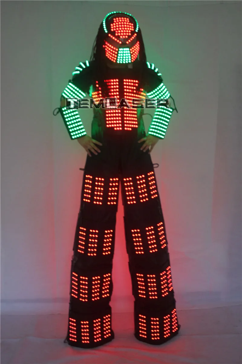  Разноцветный светящийся костюм со светодиодной подсветкой RGB для одежды костюм-робот стильным освещением робот-танцевальная одежда Kryoman Дэвид
