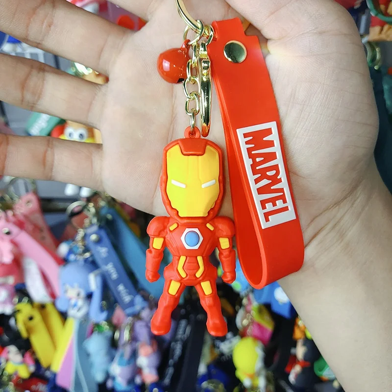 PVC Kids Super Power Captain America Avengers Toy Spider-man Key Ring Chain 3d Cartoon Spiderman Marvel Avenger Keychain