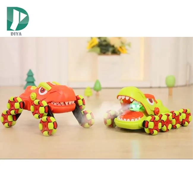 Новый 2 4 г RC drift car dinosar 8 колес трюк автомобиль 360 градусов вращающийся с музыкой и легким лучшим подарком для детей.