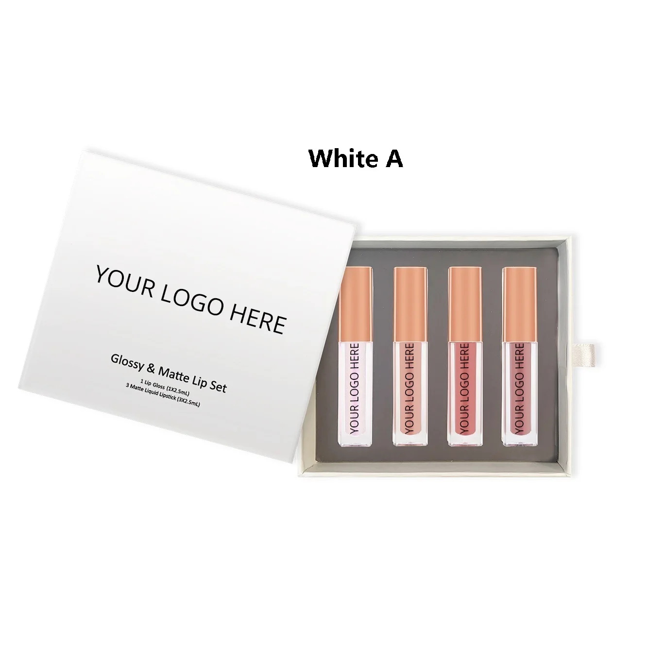 4In1 Mini Lipgloss Tubes Add Your Logo Matte Lipstick Highly Pigmented Nude Lip Gloss Kit Mini Lip Set