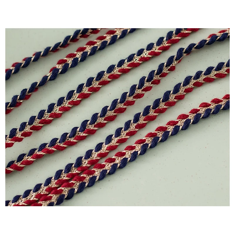 1cm wide small fragrant wind braided  soft skin-friendly two-color rope braid Golden Ribbon lace trim