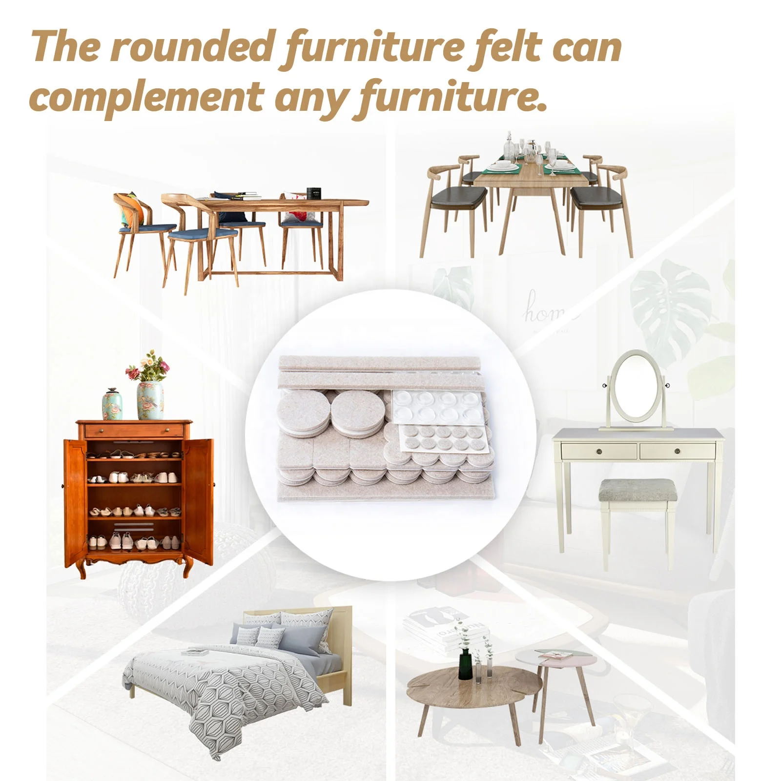 Customized Assoeted Adhesive Felt Furniture Foot Pads Anti Scratch Floor Protector Felt Glides