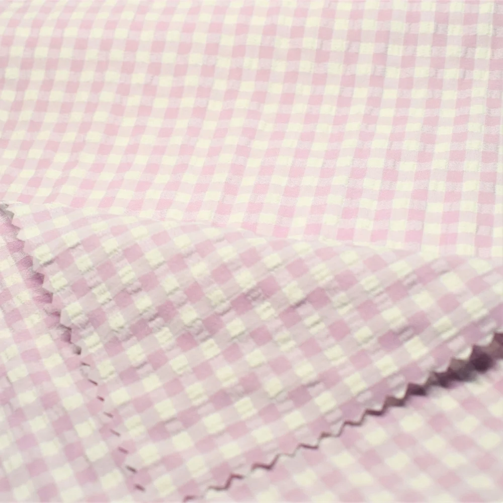 XB097 hot sale Woven jacquard plaid fabric textured Checkered seersucker for swimwear bikini swimsuit