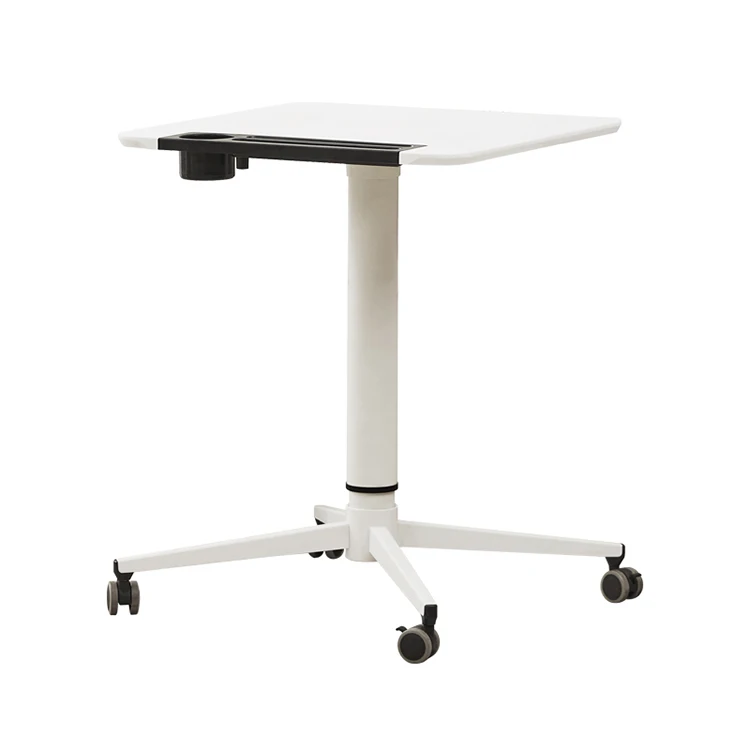 Modern minimalist pneumatic lift office elevator, vertical metal mobile pulley computer desk