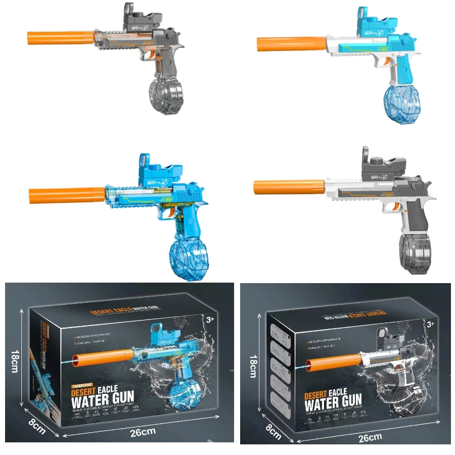 Powerful Automatic Water Ball Guns LED Lights Kids Summer Outdoor Party Gifts Electric Glock Pistol Plastic Electric Bubbles