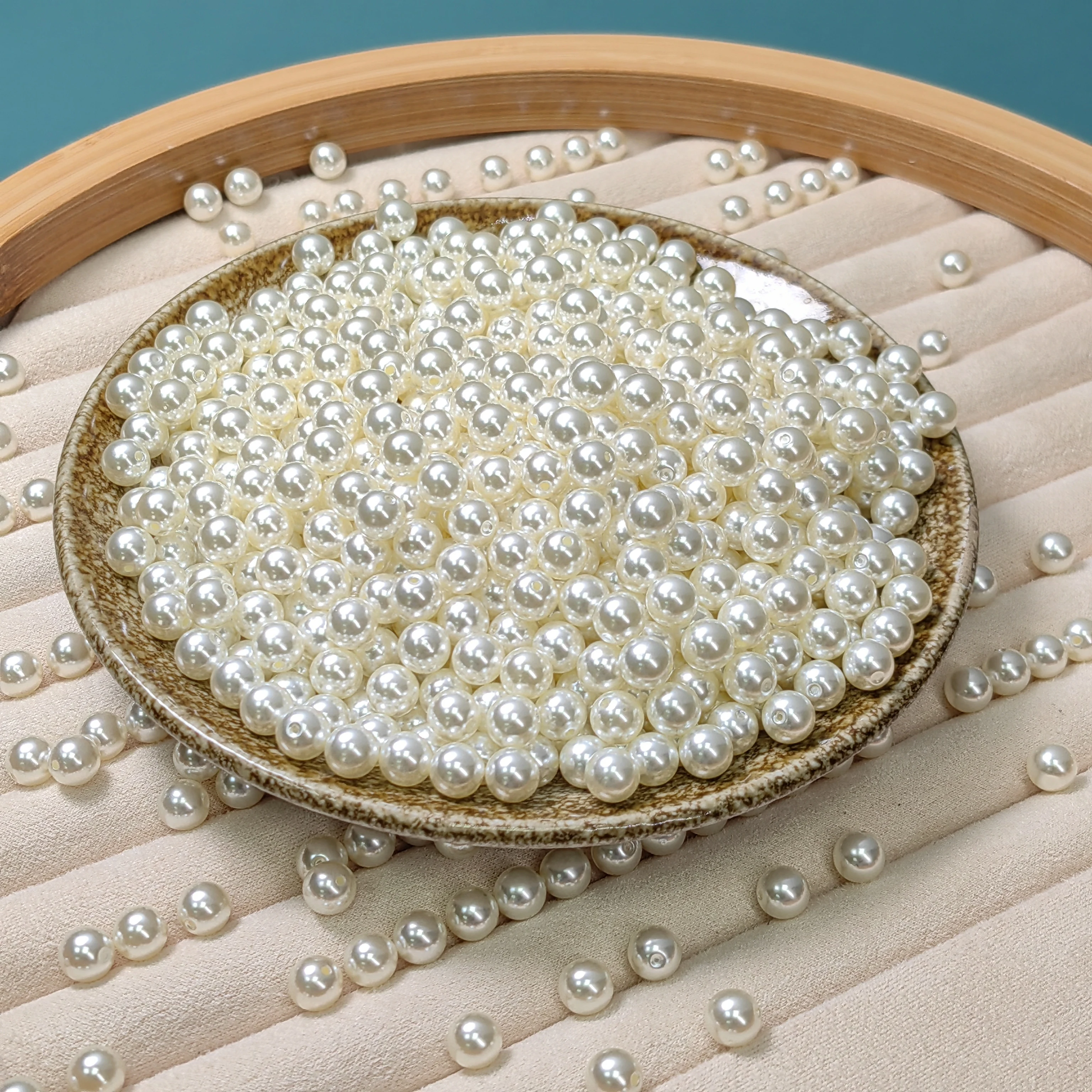 Spot ABS pearl round bead plastic pearl loose bead perforated white imitation pearl jewelry