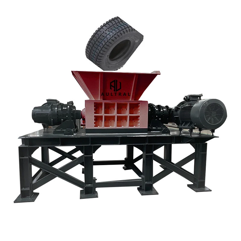 Waste Tire Recycling Machine  PP PE PVC PET ABS Plastic ShredderDouble Shaft Scrap Rubber Tyre Shredders