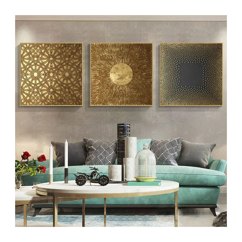 Modern Abstract Black Golden Posters and Prints Geometric Line Circle Texture Canvas Painting Minimalist Living Room Home Decor