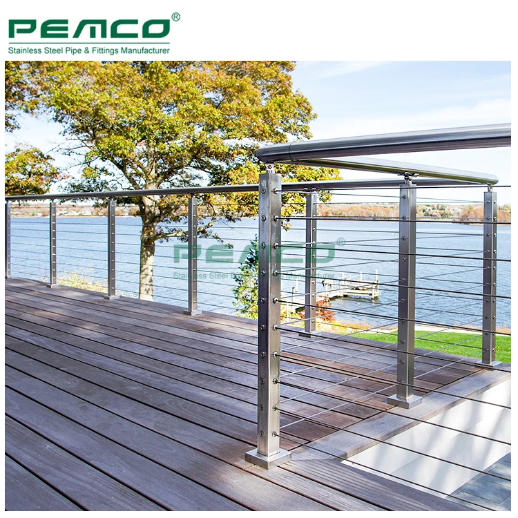 PEMCO Railing Project Ss 304 Black Cable Railing Post Deck Railing Wire Rope Balustrade Kits