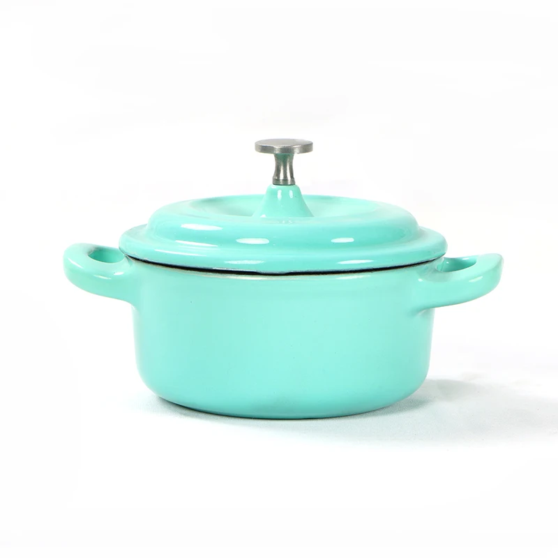 QulenoMini 10CM Cast Iron Enamel Hot Pot Set Classic Design Aluminium Cooking Pans with Lid for Home Use New Condition