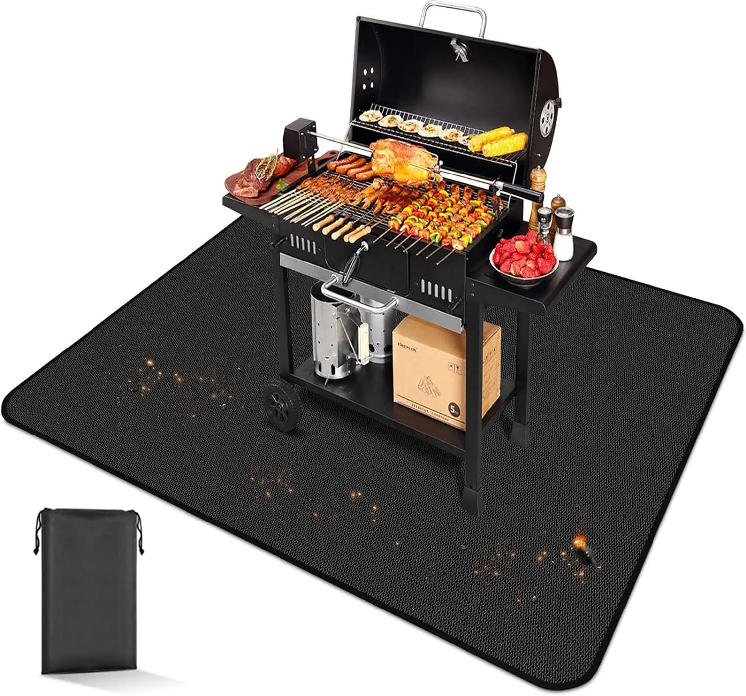 Extra large Grill Mat for deck Fireproof Grill Mats Under Grill Mats Outdoor Fire Retardant Waterproof Oil-Proof BBQ Pad