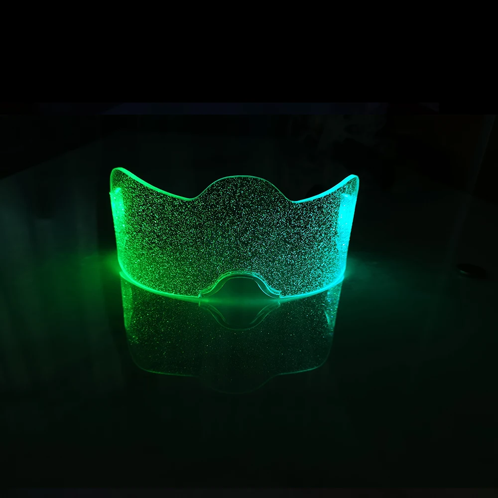 Festivals Promotional Colorful LED 7 Colors 4 Modes Light Glasses Custom Pattern  Acrylic Material Visor Flashing Glasses