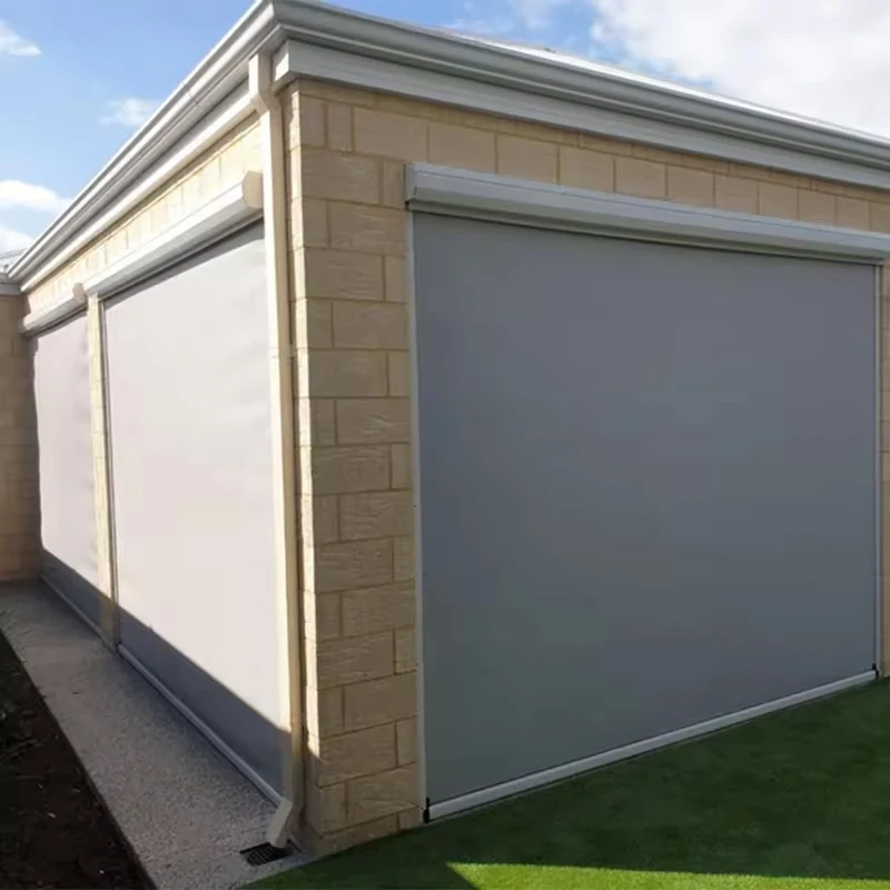 Wholesale stores waterproof pergola Motorized zip track roller blinds roll up screen outdoor blinds for rain prevention
