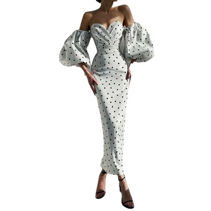 Sexy New Summer Dot Print Vintage Maxi Dress For Women Sundress Designer Clothes Sexy Corset Party Prom Dresses