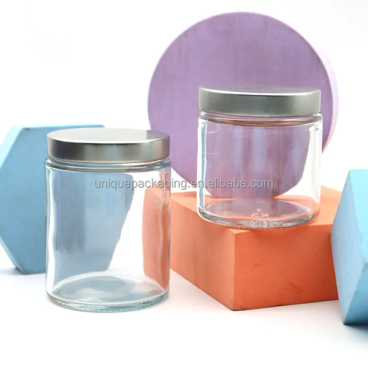 Factory custom 4oz 6oz clear empty Dipping Powder Jar Nail Art Glitter Glass Cosmetic Packaging
