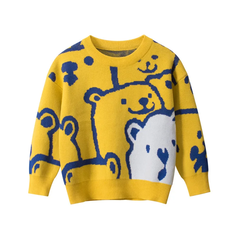 High Quality Sweater Kids One Piece Cotton Cartoon Jacquard Knitted Sweater Kids Pullover Kids Sweater