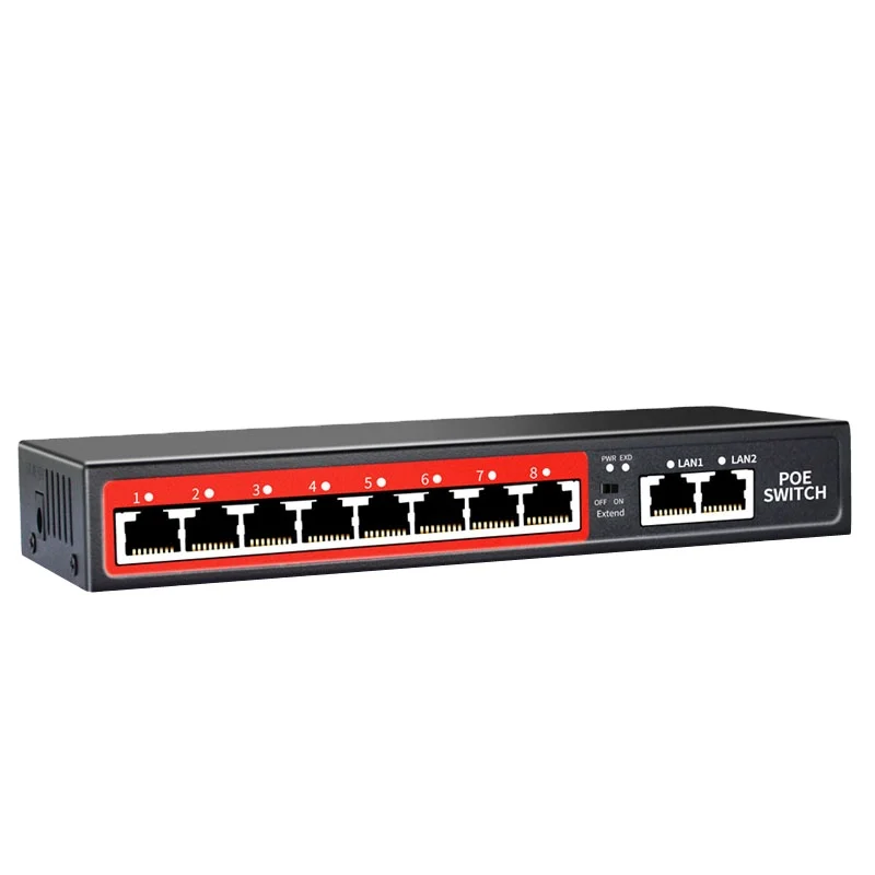 OEM/ODM  8 Port 100M POE Switch, IEEE 802.3af/at 90W External power supply for ip camera, wireless AP