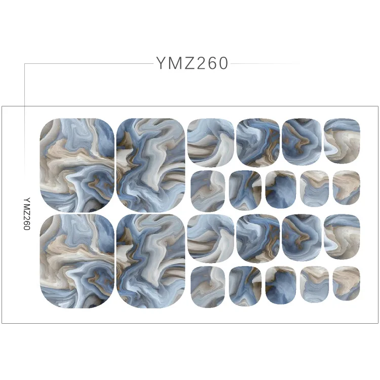 Wholesale toe nail sticker Glossy matte lamination nail strips sticker Marble Print Full Wraps Toenail Polish Stickers