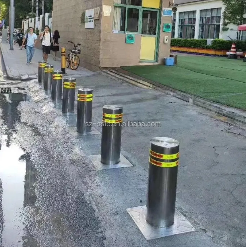 Retractable parking hydraulic rising bollard automatic bollard with light