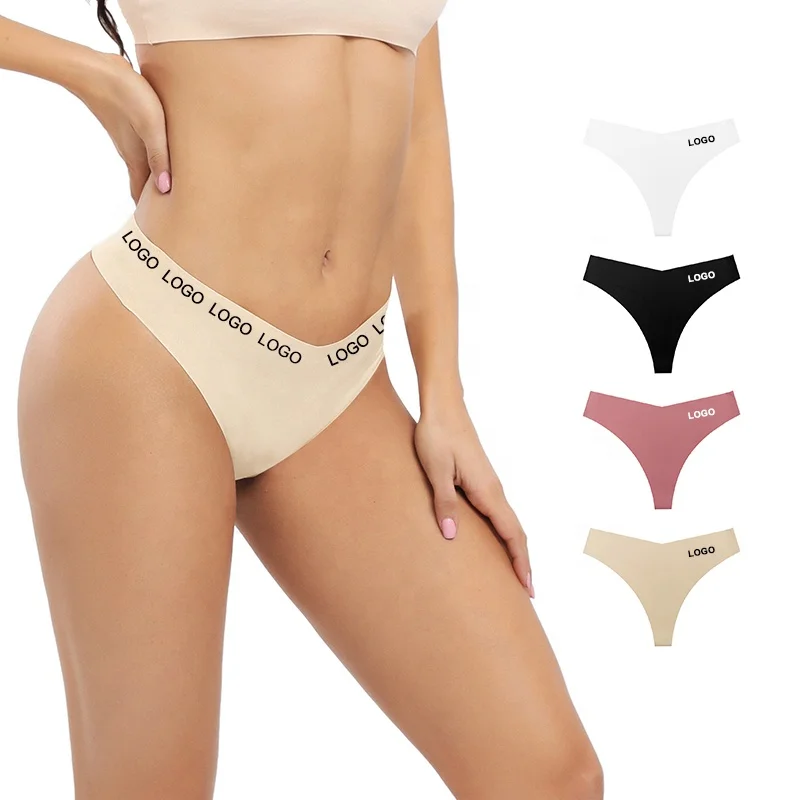 Woman Roupa Interior Underwear Low Waist Thongs One Piece Tracelss Panty Laser Cut Thongs Logo Design Underwear Seamless Panties