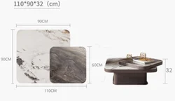 2021 hot-selling minimalist coffee table rotatable rock slab coffee table