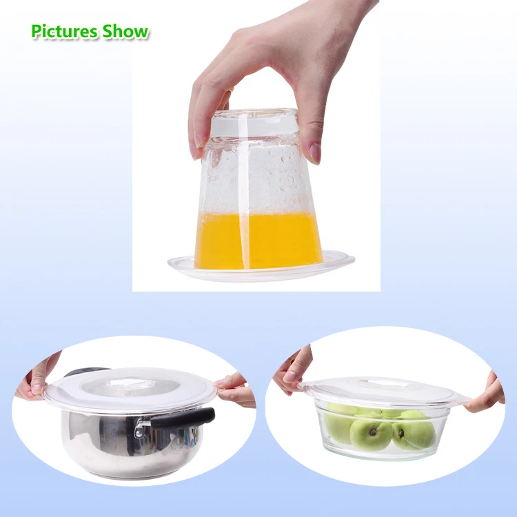 Food Grade Reusable Plastic Vacuum Lids With Pump Vacuum Sealer Lid And Vacuum Seal Cover