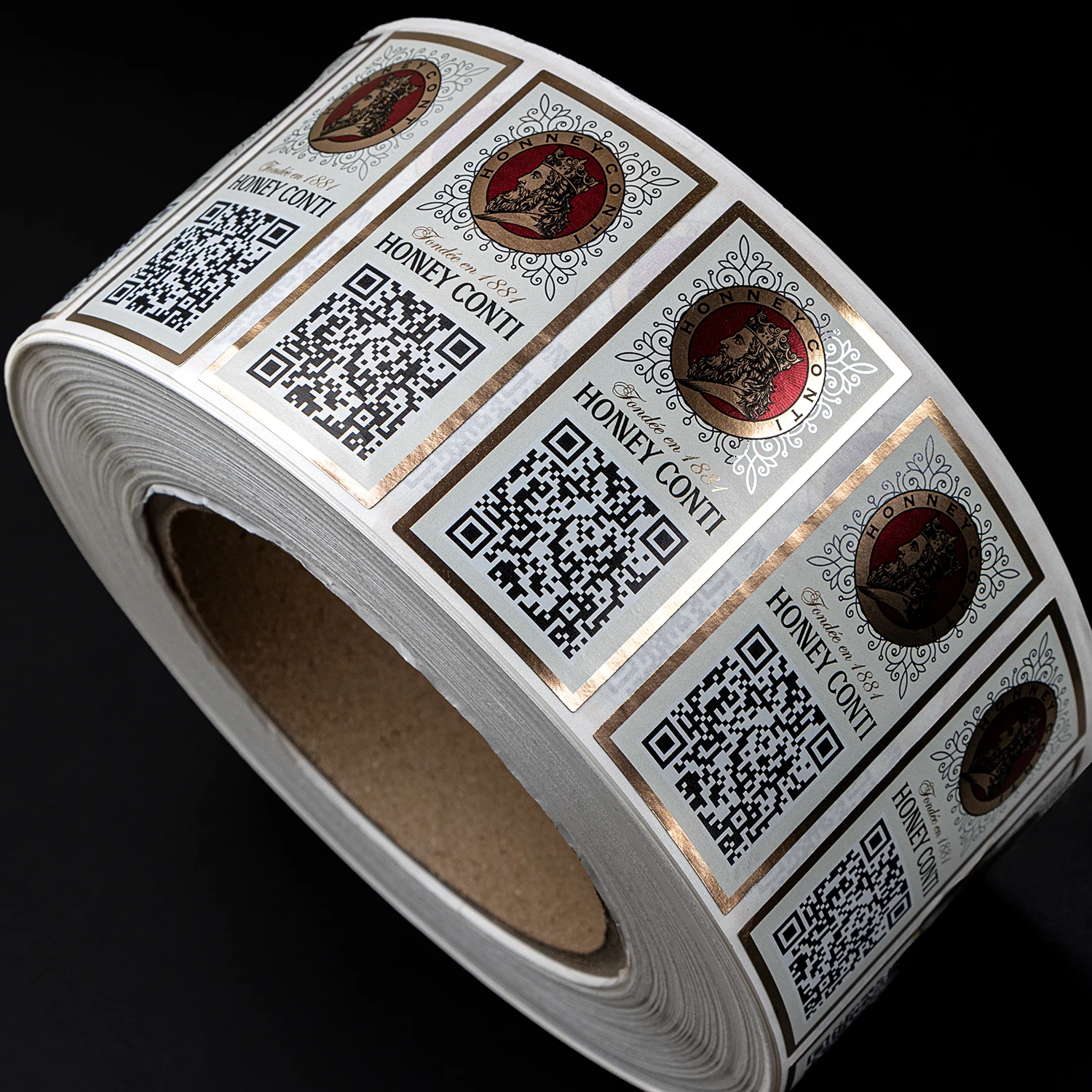 Custom Waterproof Adhesive Gold Foil Packaging Food Label Sticker Brand Logo QR Code Stickers For Products