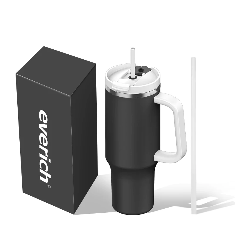 Large capacity tritan BPA lid stainless steel wholesale bulk 40oz tumbler with straw handle