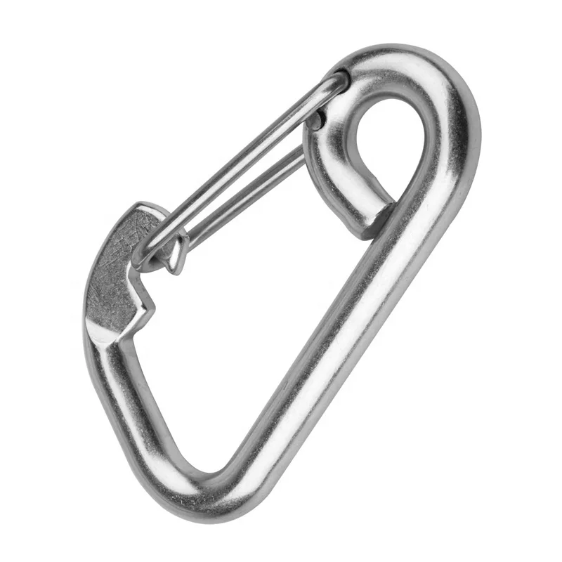 FULE Bestselling Carabiner Chain Stainless Steel 316L Metal Lanyard Bag Metal Large Spring Gate Snap Hook