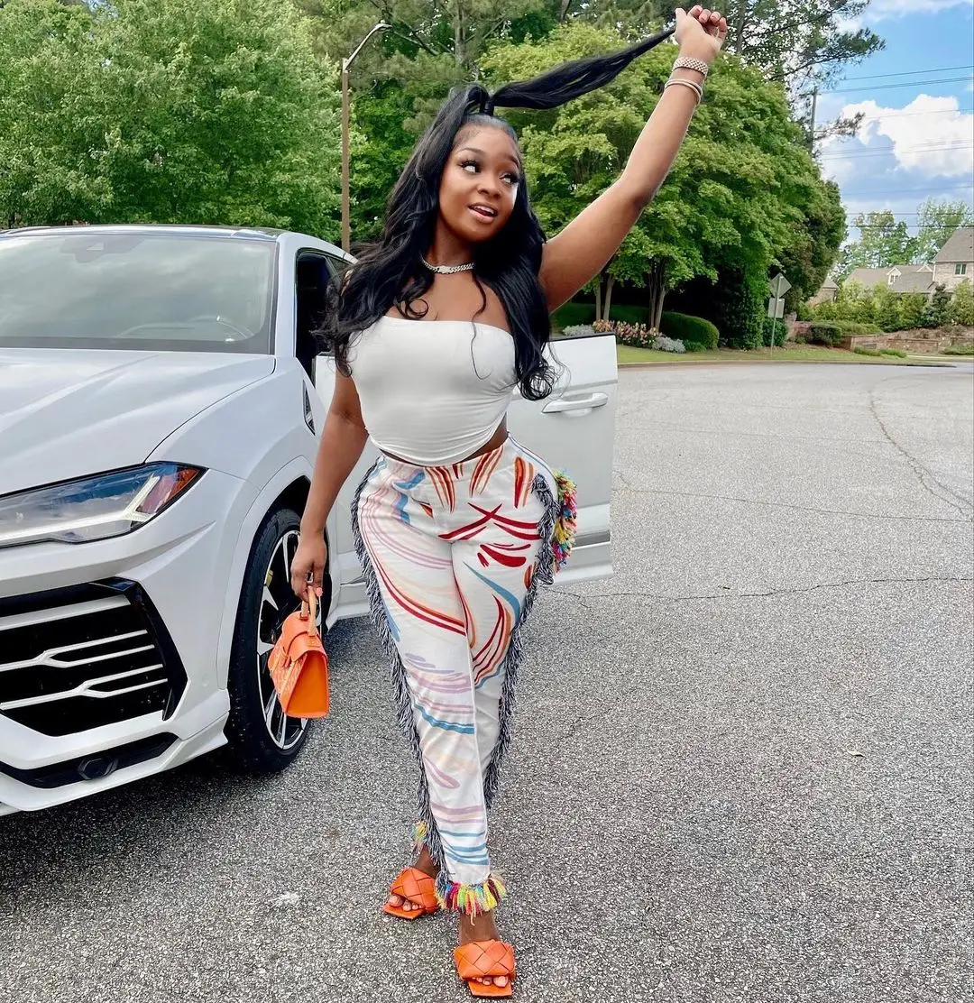 Женские брюки и брюки, модные стильные расклешенные повседневные брюки-карго с бахромой